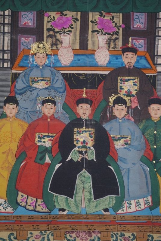 7 Personen Chinesische Ahnenbilder Qing Dynastie 2