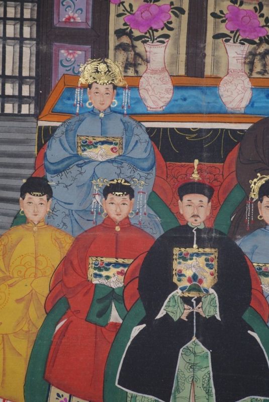 7 Personen Chinesische Ahnenbilder Qing Dynastie 3
