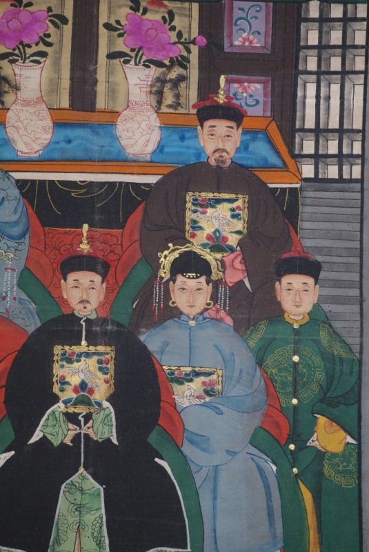 7 Personen Chinesische Ahnenbilder Qing Dynastie 4