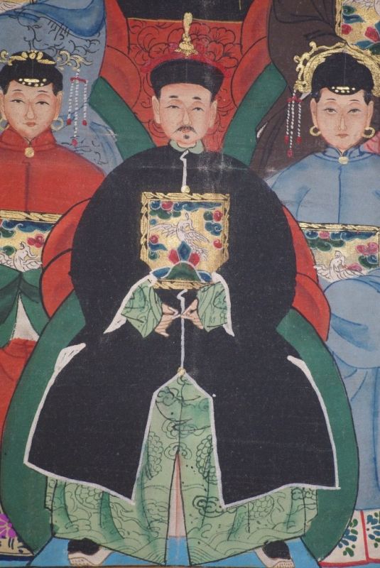 7 Personen Chinesische Ahnenbilder Qing Dynastie 5