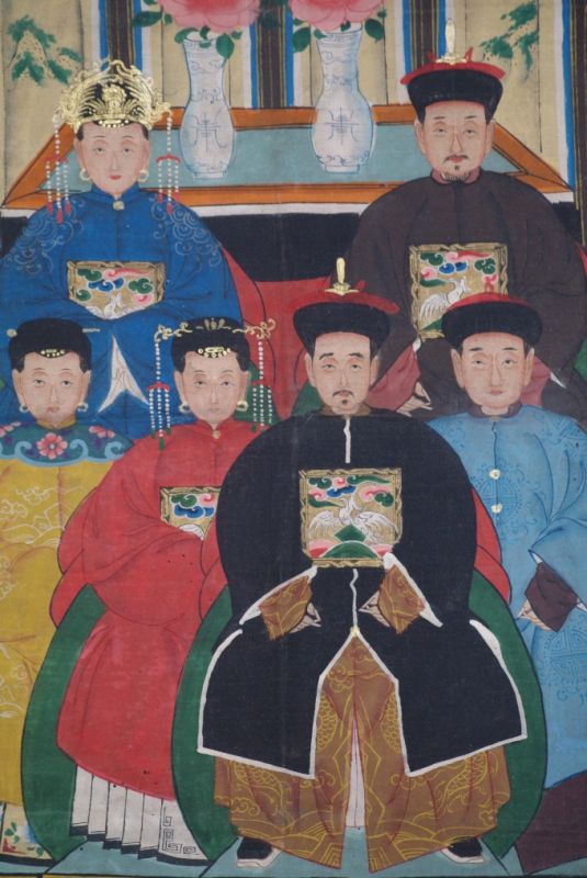 8 Personen Chinesische Ahnenbilder Qing Dynastie 2