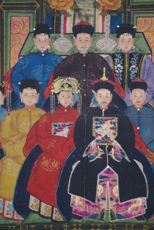 9 Personen Chinesische Ahnenbilder Qing Dynastie 2