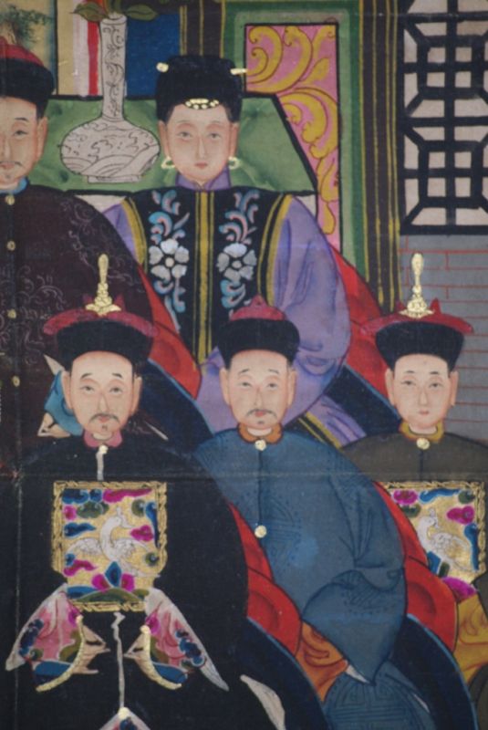 9 Personen Chinesische Ahnenbilder Qing Dynastie 3