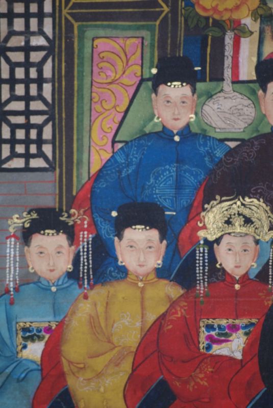 9 Personen Chinesische Ahnenbilder Qing Dynastie 4