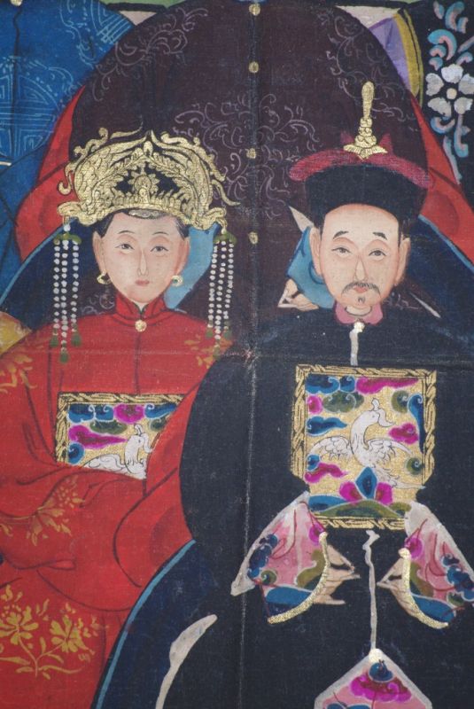 9 Personen Chinesische Ahnenbilder Qing Dynastie 5