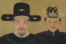 peinture de couple d'ancêtres Chinois sur toile Empereur de Chine