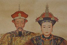 Couple d'ancêtres chinois sur papier et décoration asiatique
