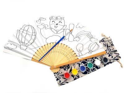 Abanico chino para pintar - Infantil - DIY - El aviador y los dirigibles