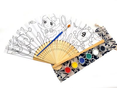 Abanico chino para pintar - Infantil - DIY - sirena y pez