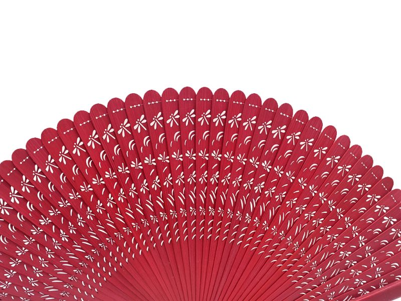 Abanico de madera de sándalo - Roja 2
