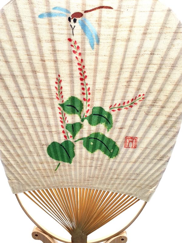 Abanico japonés - Uchiwa - Madera y papel - Libélula 2