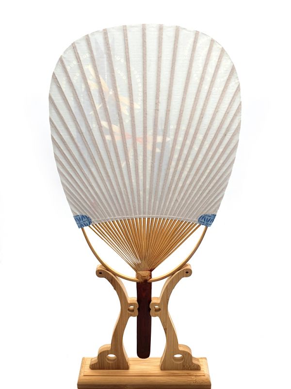 Haga clic en la imagen para ampliar Abanico japonés - Uchiwa - Madera y papel - Libélulas en el agua 3