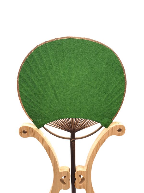 Abanico japonés - Uchiwa - Madera y papel - Pequeño - Verde Oscuro 2