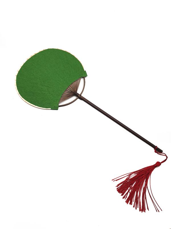 Abanico japonés - Uchiwa - Madera y papel - Pequeño - Verde Oscuro 3