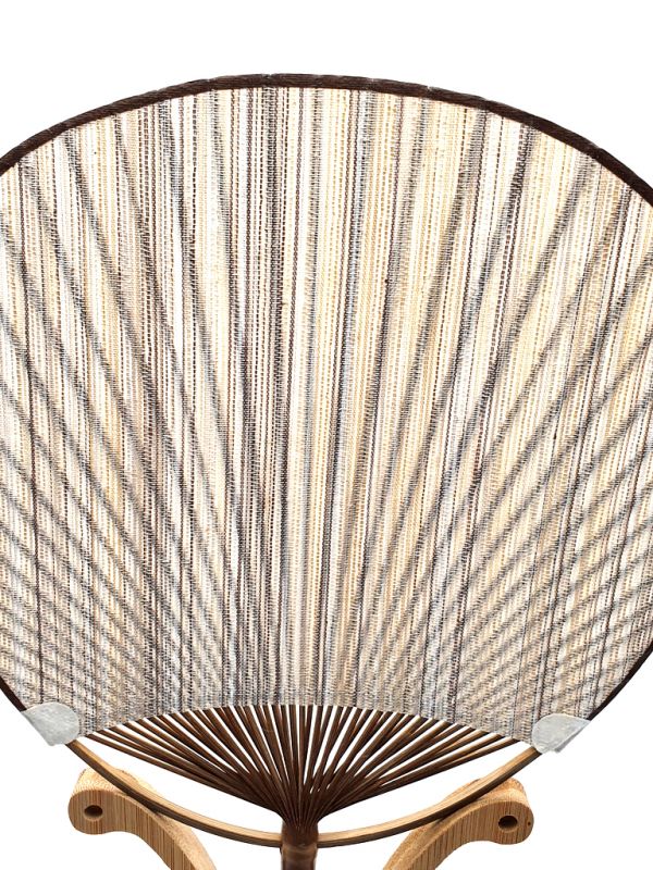 Abanico japonés - Uchiwa - Madera y Tela - Blanco y beige 2