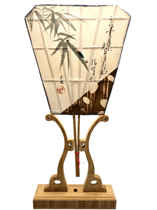 Abanicos japoneses antiguos - Uchiwa - Papel y madera - Bambú e insectos 1