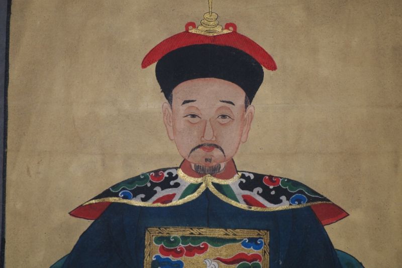 Ahnenpaare und Kaiser Chinesische Malerei Blau 3