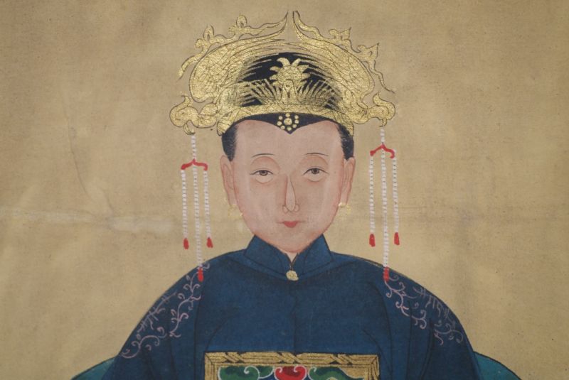 Ahnenpaare und Kaiser Chinesische Malerei Blau 4