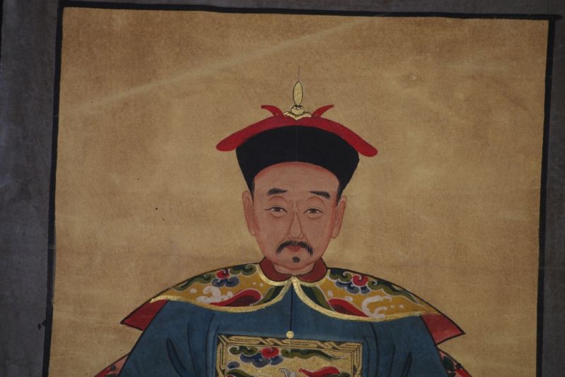Ahnenpaare und Kaiser Chinesische Malerei Blau 3