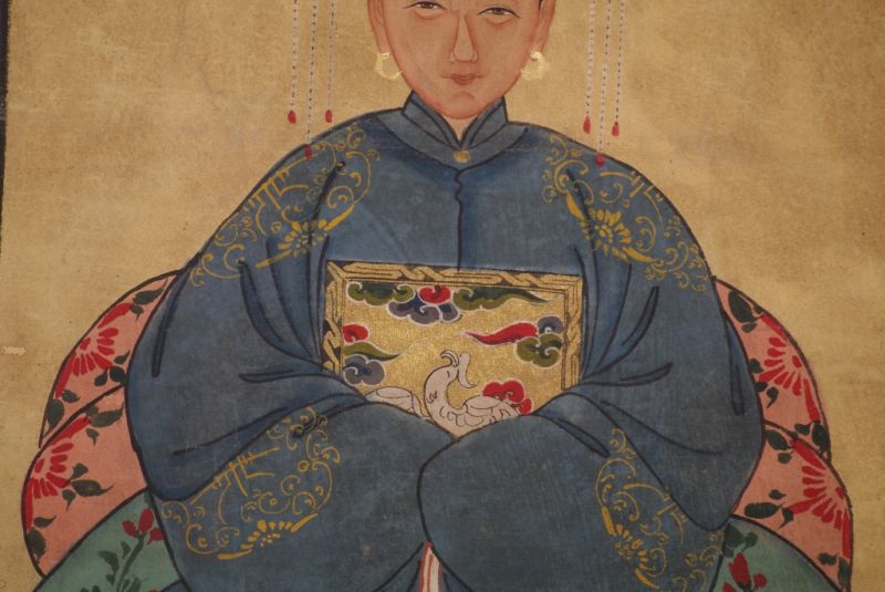 Ahnenpaare und Kaiser Chinesische Malerei Blau 5