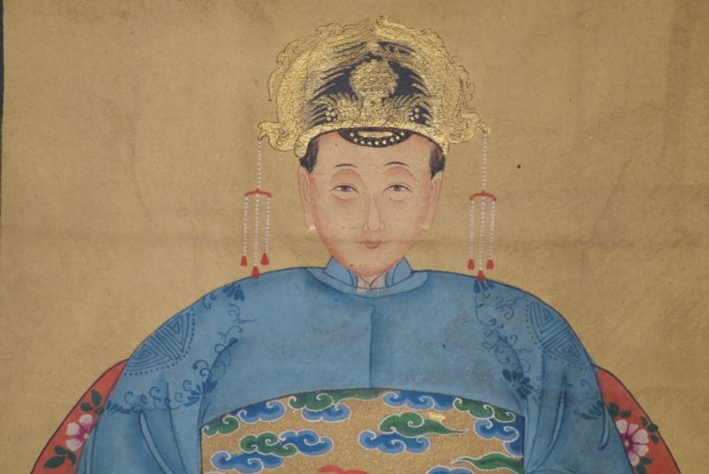 Ahnenpaare und Kaiser Chinesische Malerei Blau 3