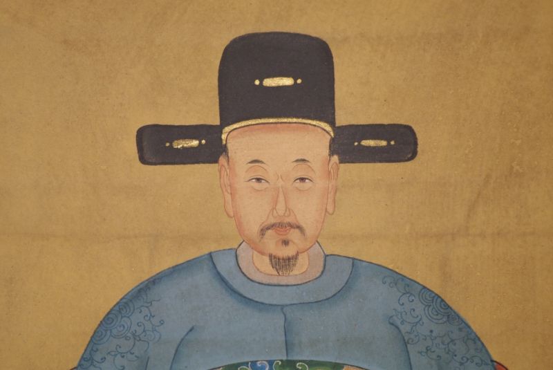 Ahnenpaare und Kaiser Chinesische Malerei Blau 4