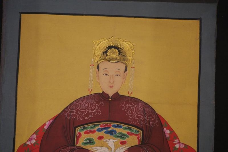 Ahnenpaare und Kaiser Chinesische Malerei Bordeauxrot 3