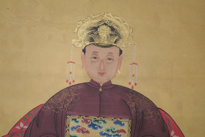 Ahnenpaare und Kaiser Chinesische Malerei Bordeauxrot 4