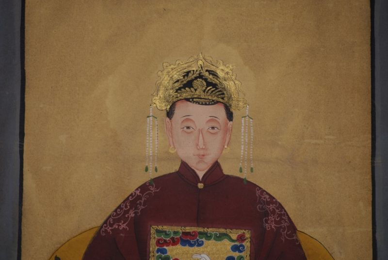 Ahnenpaare und Kaiser Chinesische Malerei Bordeauxrot 4