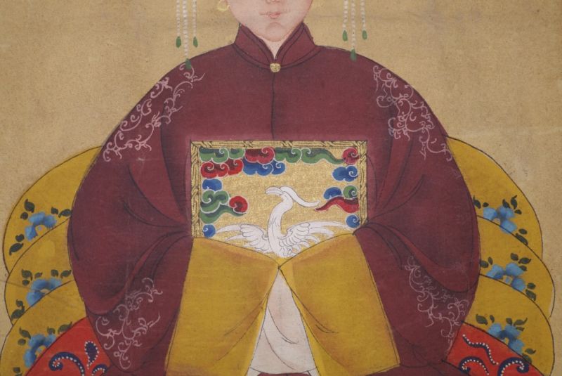 Ahnenpaare und Kaiser Chinesische Malerei Bordeauxrot 5