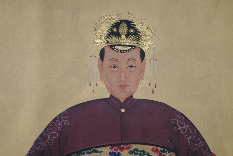 Ahnenpaare und Kaiser Chinesische Malerei Dunkelrot 3