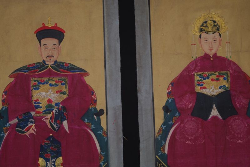Ahnenpaare und Kaiser Chinesische Malerei Fuchsie 2