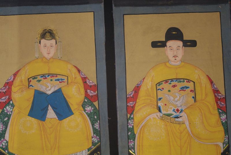 Ahnenpaare und Kaiser Chinesische Malerei Gelb 2