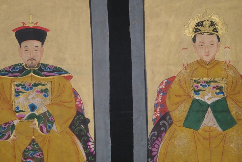 Ahnenpaare und Kaiser Chinesische Malerei Gelb 2