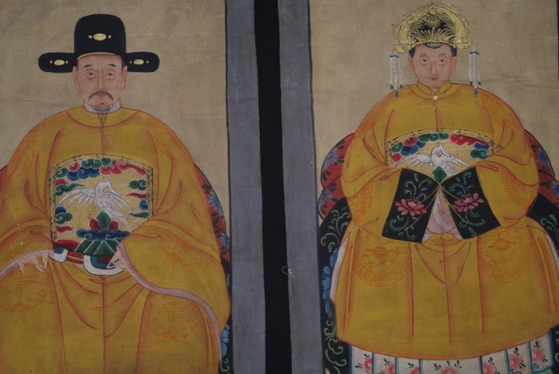 Ahnenpaare und Kaiser Chinesische Malerei Gelb 2