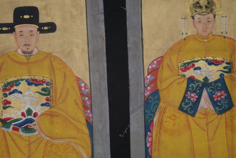 Ahnenpaare und Kaiser Chinesische Malerei Gelb 2