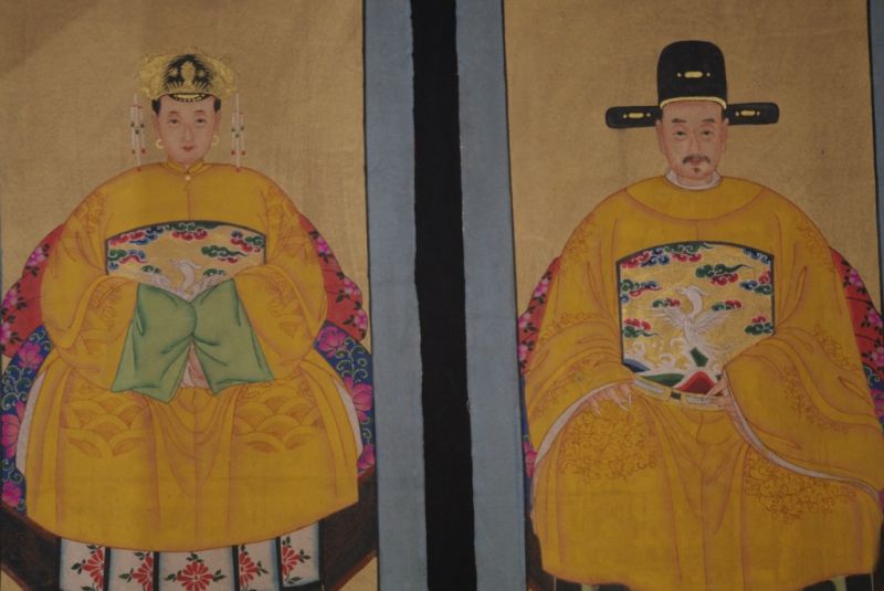 Ahnenpaare und Kaiser Chinesische Malerei Gelb 2