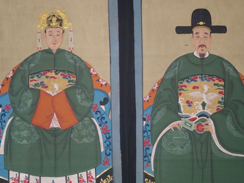 Ahnenpaare und Kaiser Chinesische Malerei Grün 2