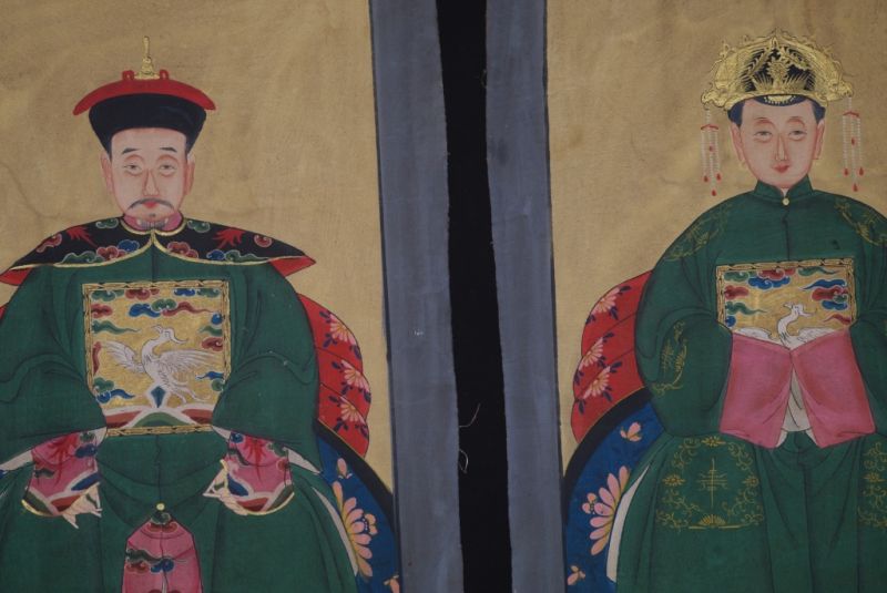 Ahnenpaare und Kaiser Chinesische Malerei Grün 2
