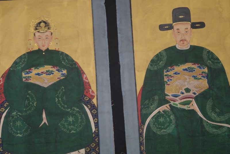 Ahnenpaare und Kaiser Chinesische Malerei Grün 2