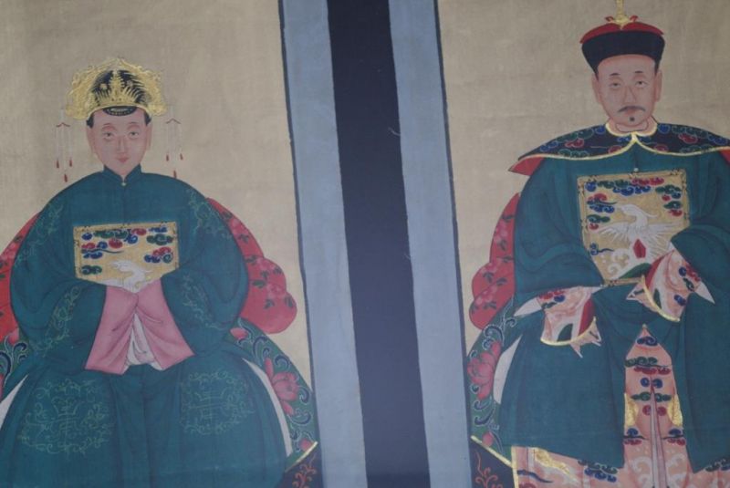 Ahnenpaare und Kaiser Chinesische Malerei Grün 2