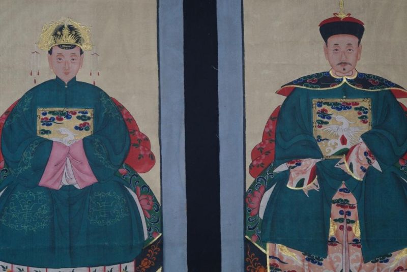 Ahnenpaare und Kaiser Chinesische Malerei Grün 5