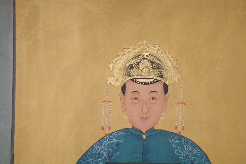 Ahnenpaare und Kaiser Chinesische Malerei Hellblau 3