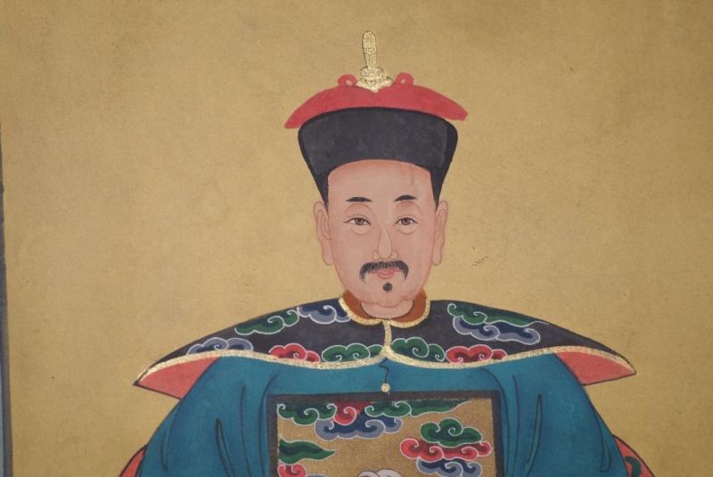 Ahnenpaare und Kaiser Chinesische Malerei Hellblau 4