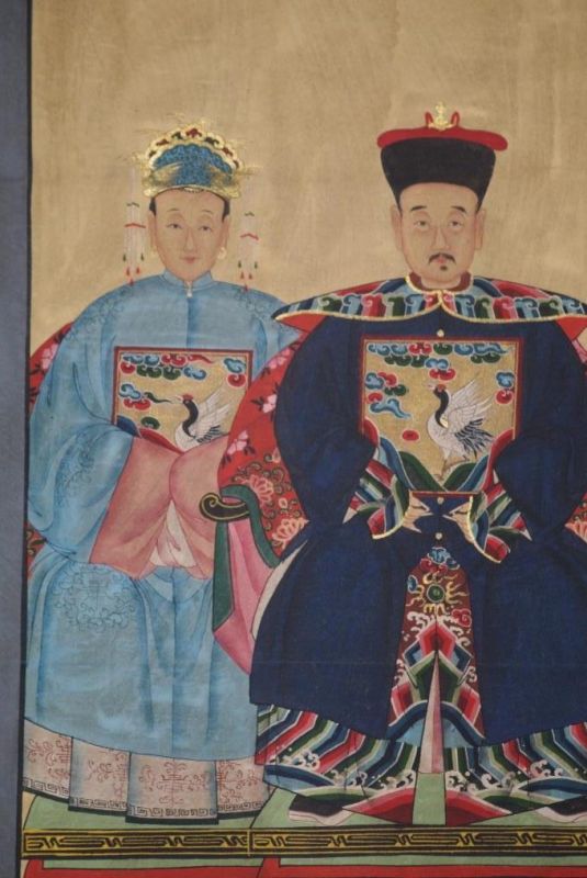 Ahnenpaare und Kaiser Chinesische Malerei Hellblau und Blau 2