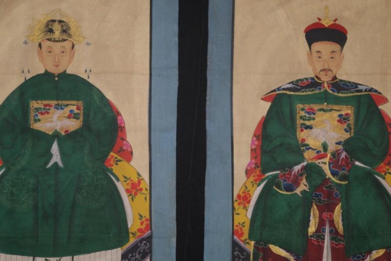 Ahnenpaare und Kaiser Chinesische Malerei Kaiser grün 2