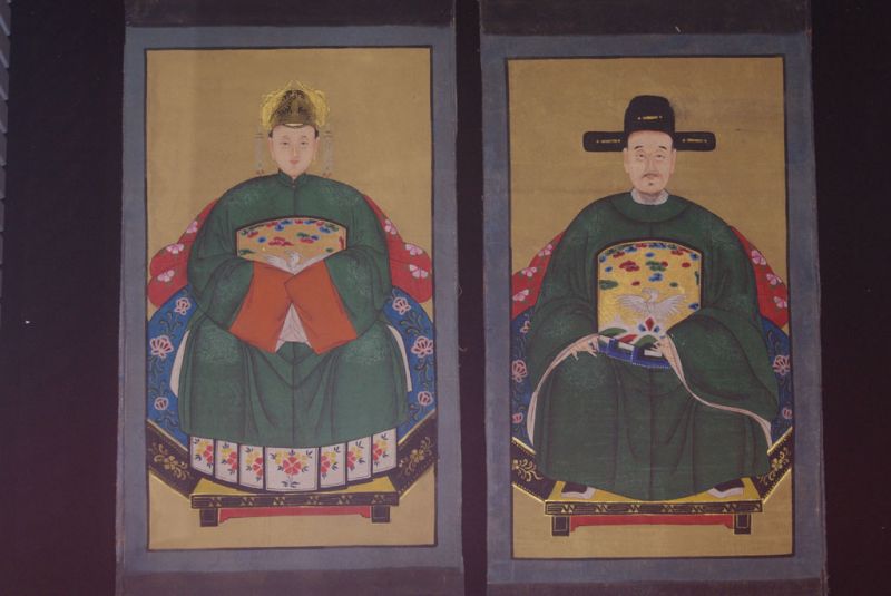 Ahnenpaare und Kaiser Chinesische Malerei Kaiser grün 2