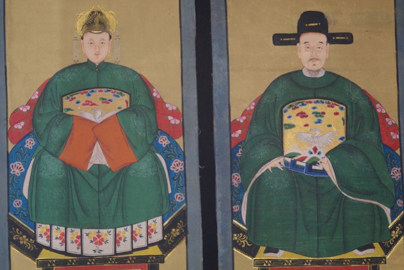 Ahnenpaare und Kaiser Chinesische Malerei Kaiser grün 3