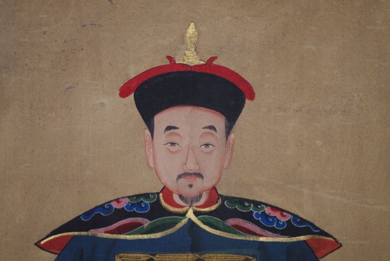 Ahnenpaare und Kaiser Chinesische Malerei Marineblau 3