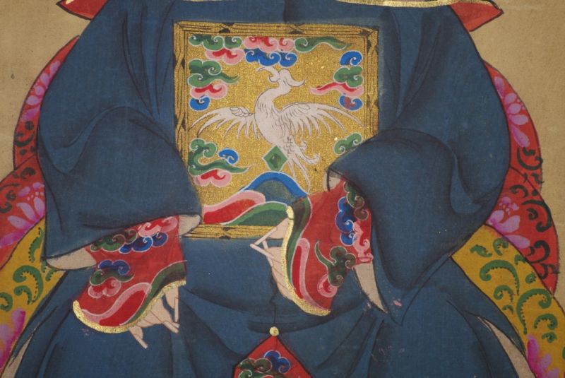 Ahnenpaare und Kaiser Chinesische Malerei Marineblau 5